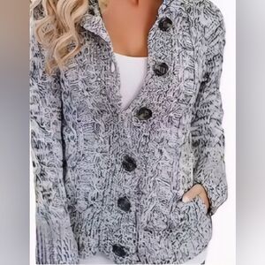 SHEIN Chunky Knit Button-Up Cardigan